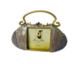 Vintage Ashleigh Manor Purse Picture Frame Gold Metal Lavender 5.5X4 Photo 2.25